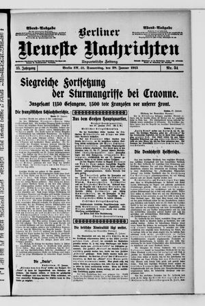Berliner neueste Nachrichten vom 28.01.1915
