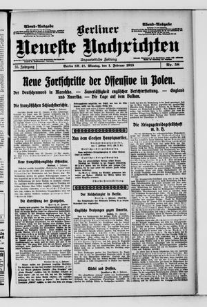 Berliner Neueste Nachrichten vom 01.02.1915