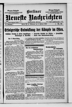 Berliner neueste Nachrichten vom 03.02.1915