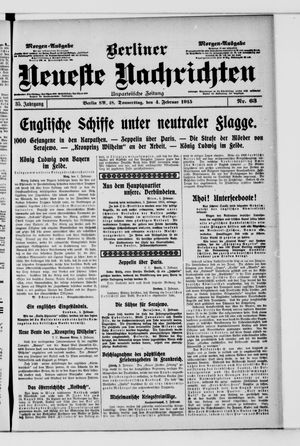 Berliner neueste Nachrichten on Feb 4, 1915