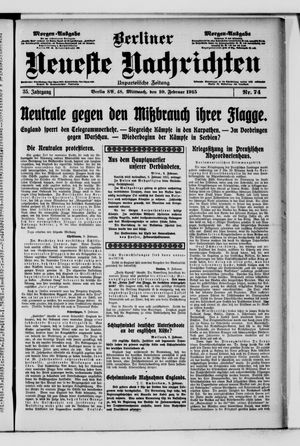Berliner neueste Nachrichten vom 10.02.1915