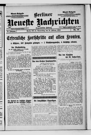 Berliner neueste Nachrichten vom 11.02.1915