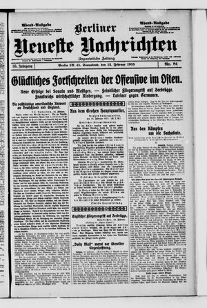 Berliner neueste Nachrichten vom 13.02.1915