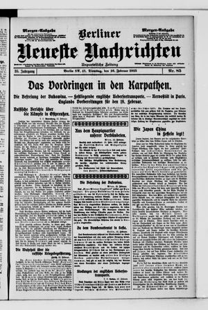 Berliner neueste Nachrichten on Feb 16, 1915
