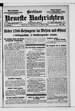 Berliner neueste Nachrichten vom 17.02.1915