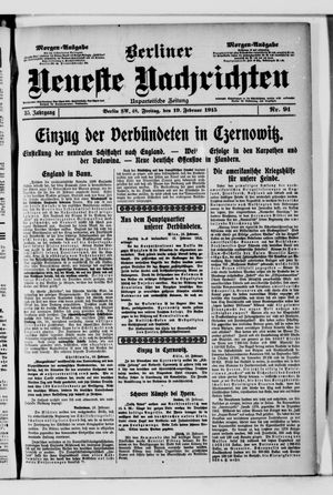 Berliner neueste Nachrichten vom 19.02.1915