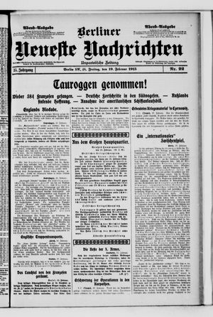 Berliner neueste Nachrichten on Feb 19, 1915