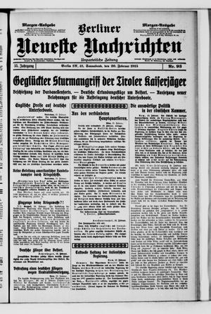 Berliner neueste Nachrichten vom 20.02.1915