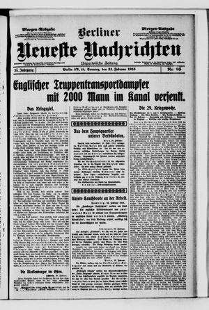 Berliner neueste Nachrichten vom 21.02.1915