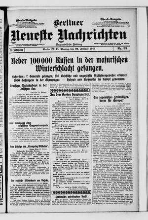 Berliner neueste Nachrichten on Feb 22, 1915