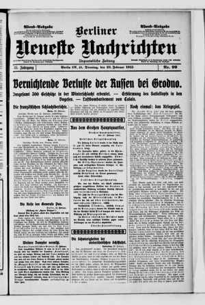 Berliner neueste Nachrichten vom 23.02.1915