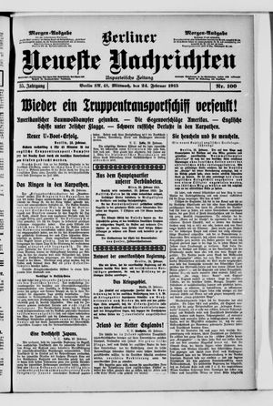 Berliner neueste Nachrichten vom 24.02.1915