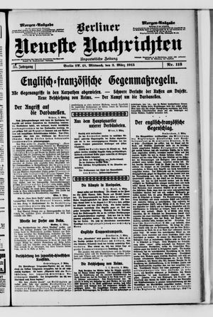 Berliner neueste Nachrichten on Mar 3, 1915