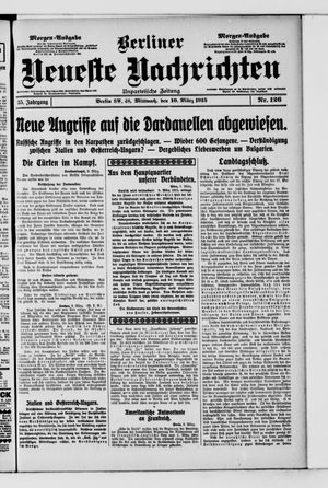 Berliner neueste Nachrichten on Mar 10, 1915