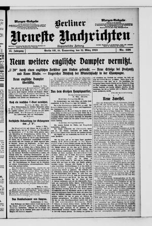 Berliner neueste Nachrichten on Mar 11, 1915