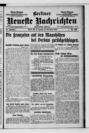 Berliner neueste Nachrichten on Mar 26, 1915