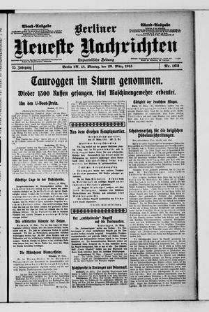 Berliner neueste Nachrichten vom 29.03.1915