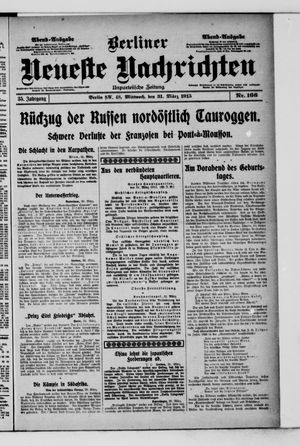 Berliner neueste Nachrichten vom 31.03.1915