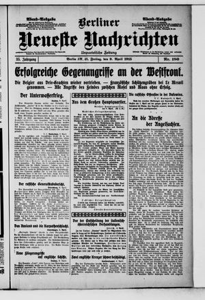 Berliner neueste Nachrichten vom 09.04.1915