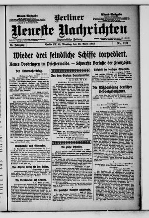 Berliner Neueste Nachrichten vom 13.04.1915