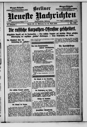 Berliner Neueste Nachrichten vom 14.04.1915