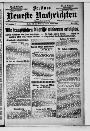Berliner Neueste Nachrichten vom 14.04.1915