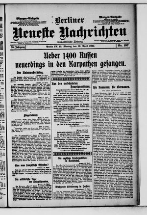 Berliner Neueste Nachrichten on Apr 19, 1915