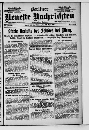 Berliner Neueste Nachrichten on Apr 21, 1915