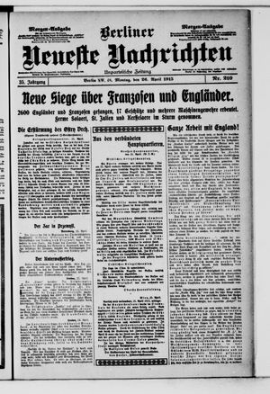 Berliner Neueste Nachrichten vom 26.04.1915