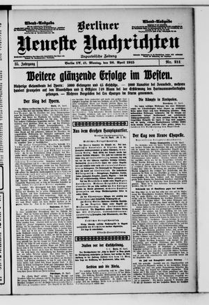 Berliner Neueste Nachrichten vom 26.04.1915