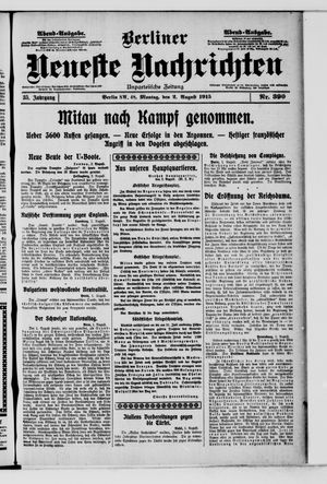 Berliner Neueste Nachrichten vom 02.08.1915