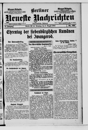 Berliner Neueste Nachrichten vom 03.08.1915