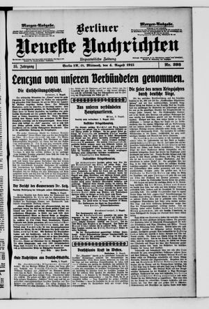 Berliner Neueste Nachrichten vom 04.08.1915