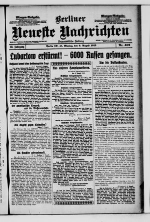 Berliner Neueste Nachrichten vom 09.08.1915