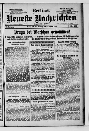Berliner Neueste Nachrichten vom 09.08.1915