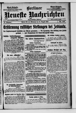 Berliner Neueste Nachrichten vom 11.08.1915