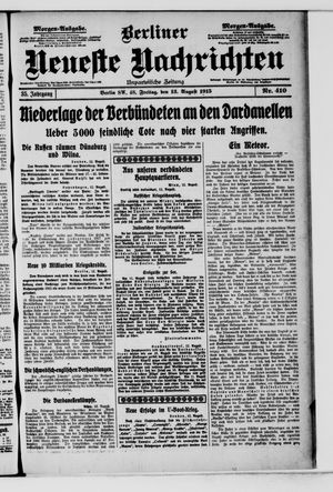 Berliner Neueste Nachrichten on Aug 13, 1915