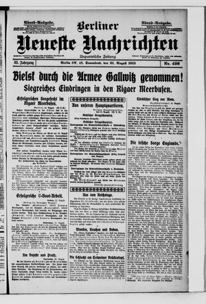 Berliner Neueste Nachrichten vom 21.08.1915