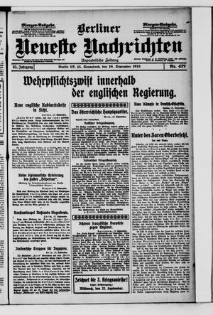 Berliner Neueste Nachrichten vom 18.09.1915