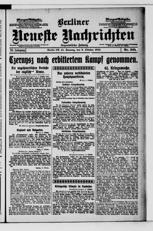 Berliner Neueste Nachrichten vom 03.10.1915