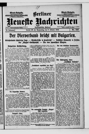 Berliner Neueste Nachrichten vom 07.10.1915