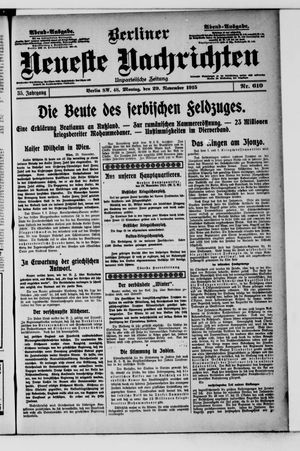 Berliner Neueste Nachrichten vom 29.11.1915