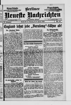 Berliner Neueste Nachrichten vom 09.01.1916