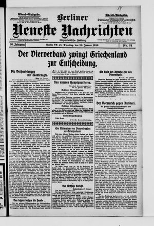 Berliner Neueste Nachrichten on Jan 18, 1916