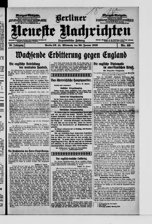 Berliner Neueste Nachrichten on Jan 26, 1916
