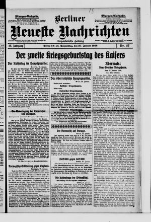 Berliner Neueste Nachrichten vom 27.01.1916