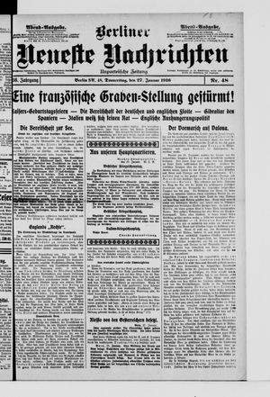 Berliner Neueste Nachrichten vom 27.01.1916