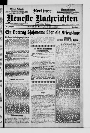 Berliner Neueste Nachrichten vom 01.02.1916