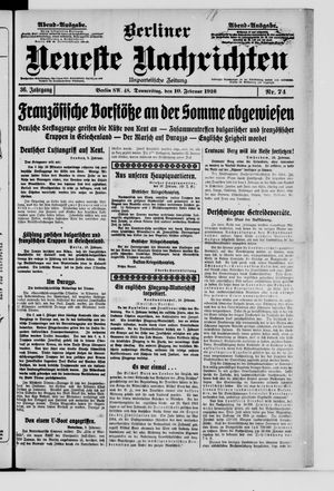 Berliner Neueste Nachrichten on Feb 10, 1916