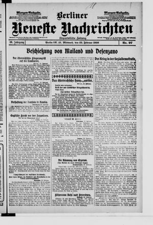 Berliner Neueste Nachrichten on Feb 23, 1916